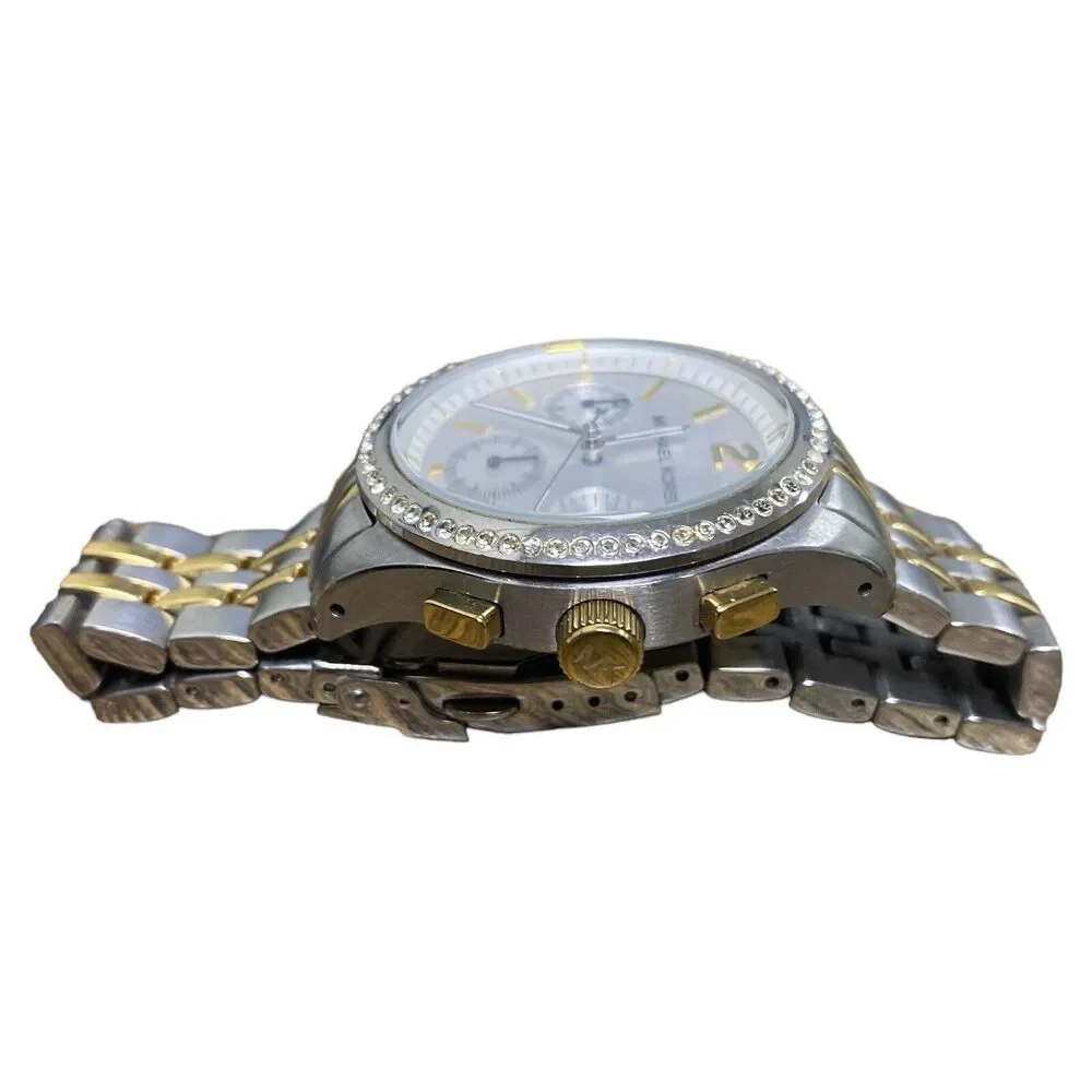 Michael Kors Two Tone Chrono Crystal Accent Bezel Stainless Steel Watch MK5098